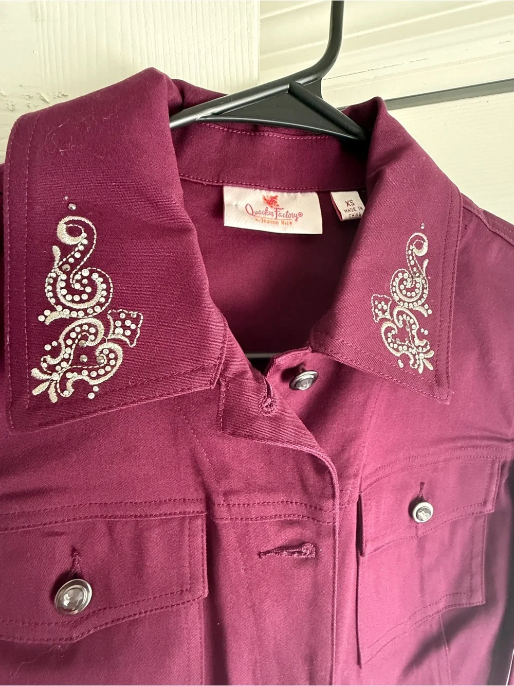 Quacker Factory by Jeanne Rice Women’s Purple Western Shirt XS